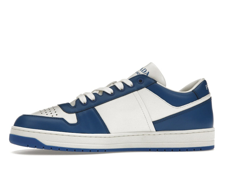 Prada Downtown Low Top Sneakers Leather White Cobalt Blue
