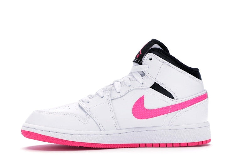 Jordan 1 Mid White Black Hyper Pink (GS)