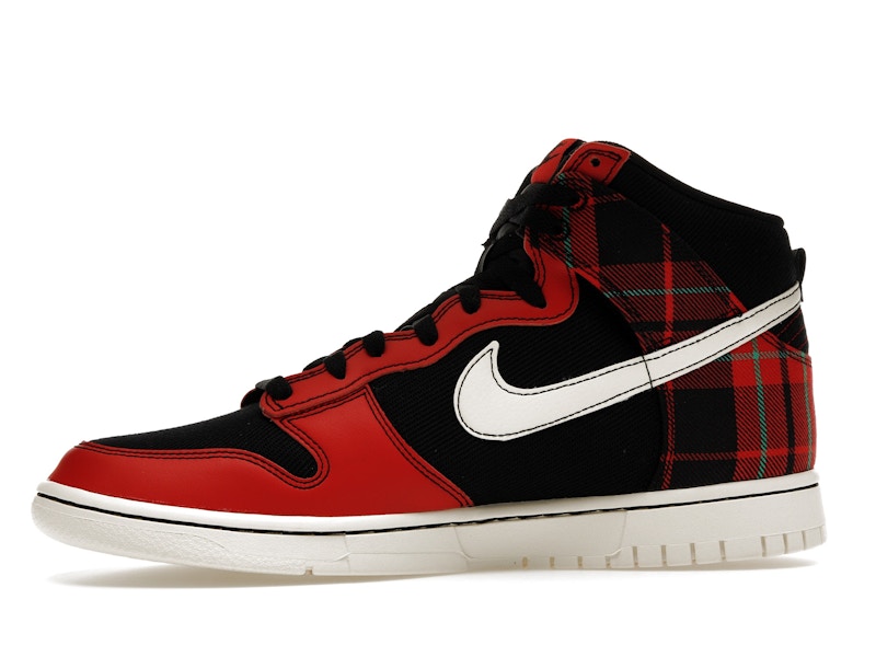 Nike Dunk High SE Tartan Plaid Black University Red