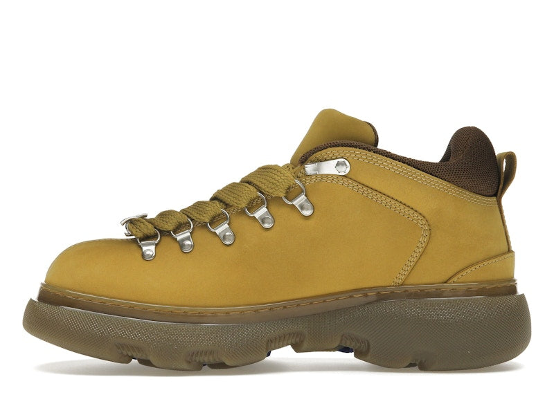 Burberry Lace Up Leather Ankle Boot Mustard Yellow