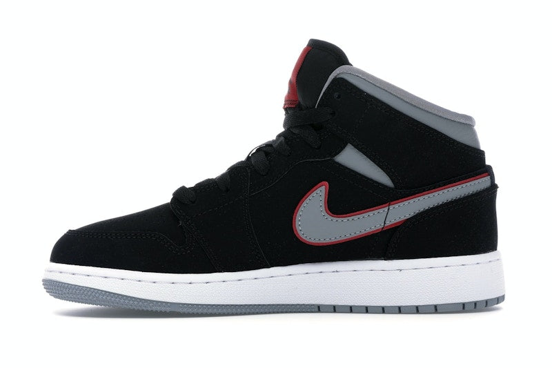 Jordan 1 Mid Black Particle Grey Gym Red (GS)