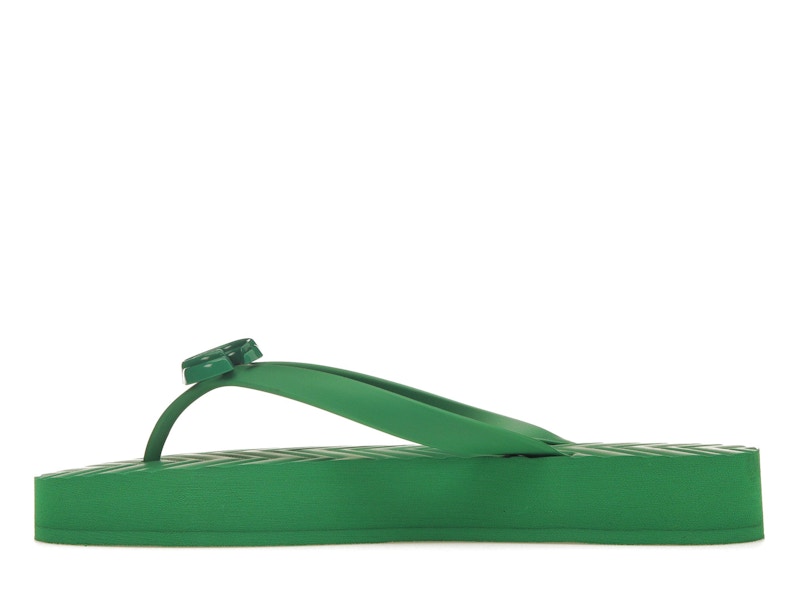 Gucci Chevron Thong Sandal Green Rubber