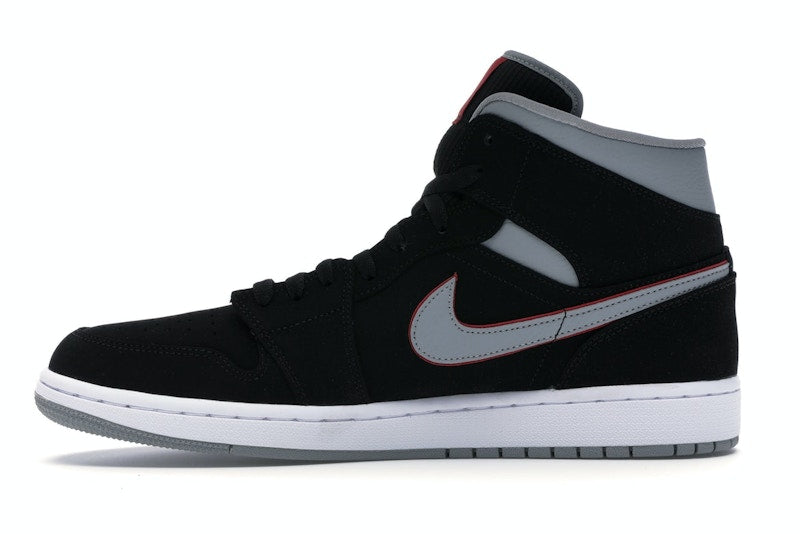 Jordan 1 Mid Black Particle Grey Gym Red