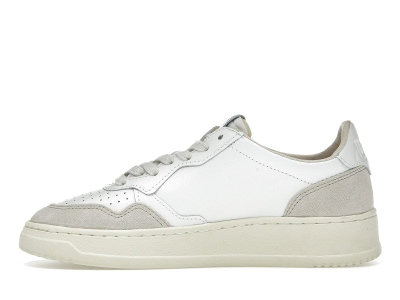Autry Medalist Leather Low White Beige Suede (Women's)