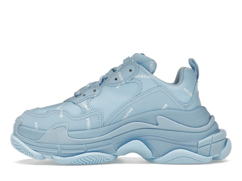 Balenciaga All Over Logo Triple S Blue Grey (Women's)