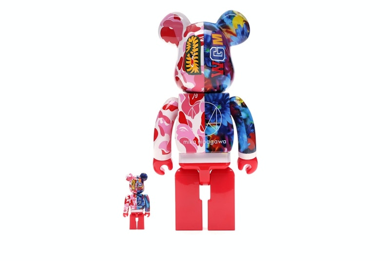 Bearbrick x Bape x Mika Ninagawa Shark 100% & 400% Set Pink