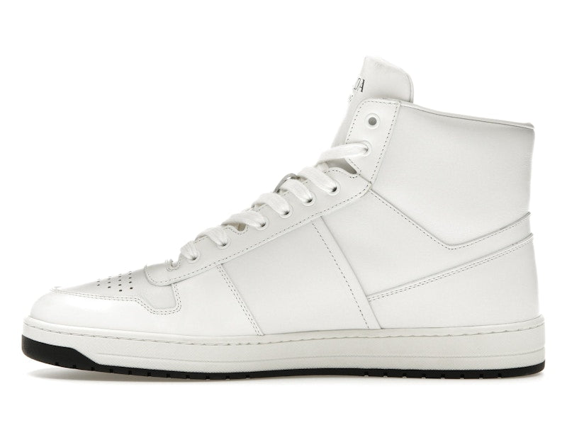 Prada Downtown High Top Sneakers Leather White White Black