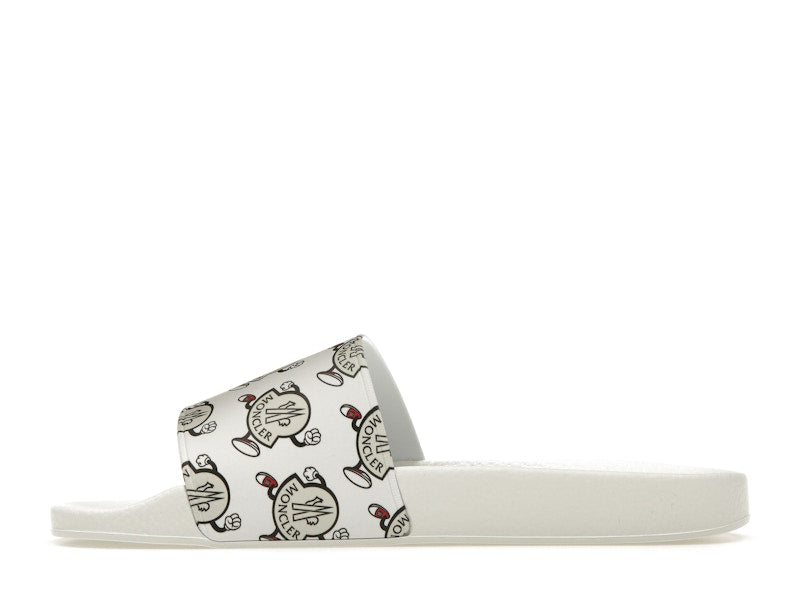 Moncler Basile Slide Logo Print White