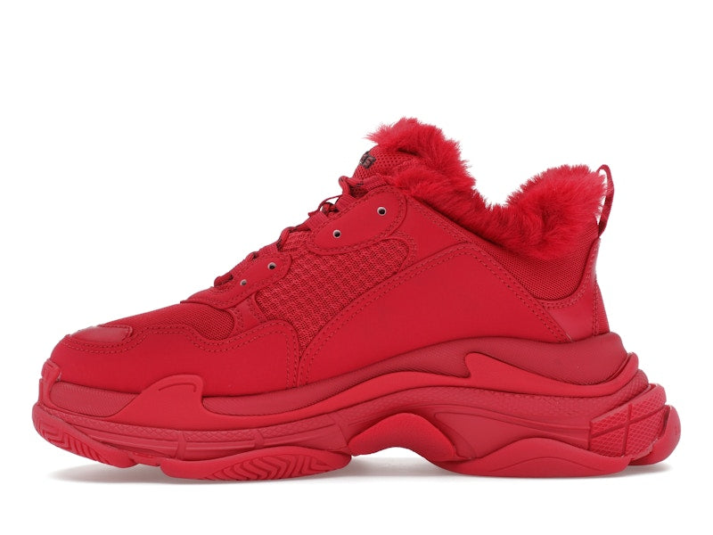 Balenciaga Triple S Faux Fur Burgundy