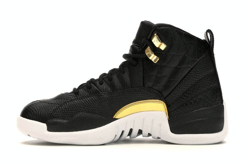 Jordan 12 Retro Black Metallic Gold White (Women's)