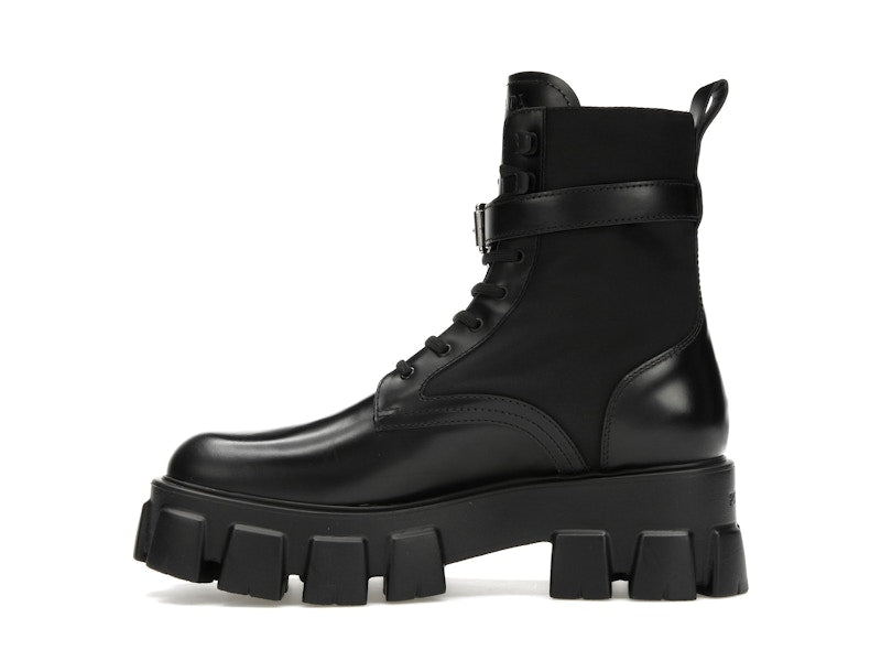 Prada Monolith 55mm Pouch Ankle Boots Black Leather