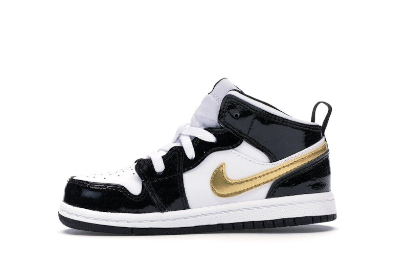 Jordan 1 Mid Patent Black White Gold (TD)