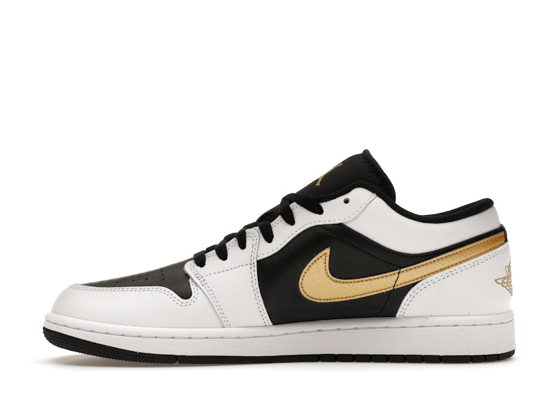 Jordan 1 Low White Black Metallic Gold Swoosh