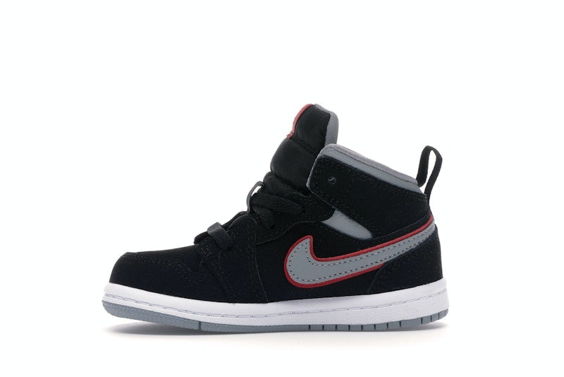 Jordan 1 Mid Black Particle Grey Gym Red (TD)
