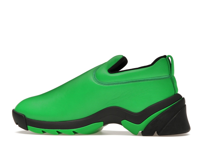 Bottega Veneta Lagoon Low Top Leather Sneaker Black Green