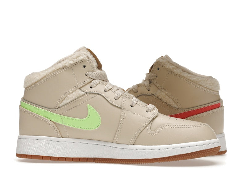 Jordan 1 Mid Utility Fleece Pearl White (GS)
