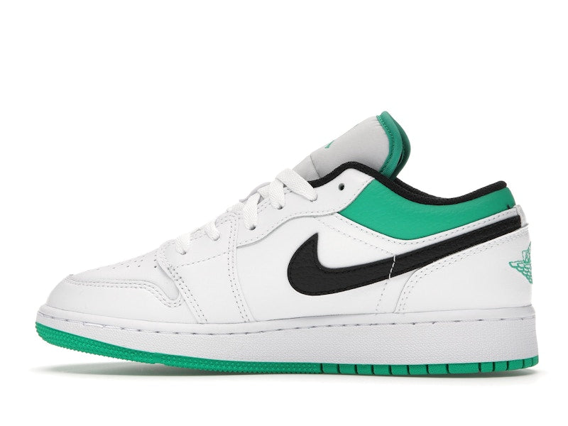 Jordan 1 Low White Lucky Green Tumbled Leather (GS)