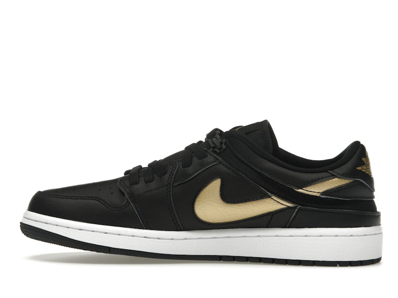 Jordan 1 Low FlyEase Black White Metallic Gold