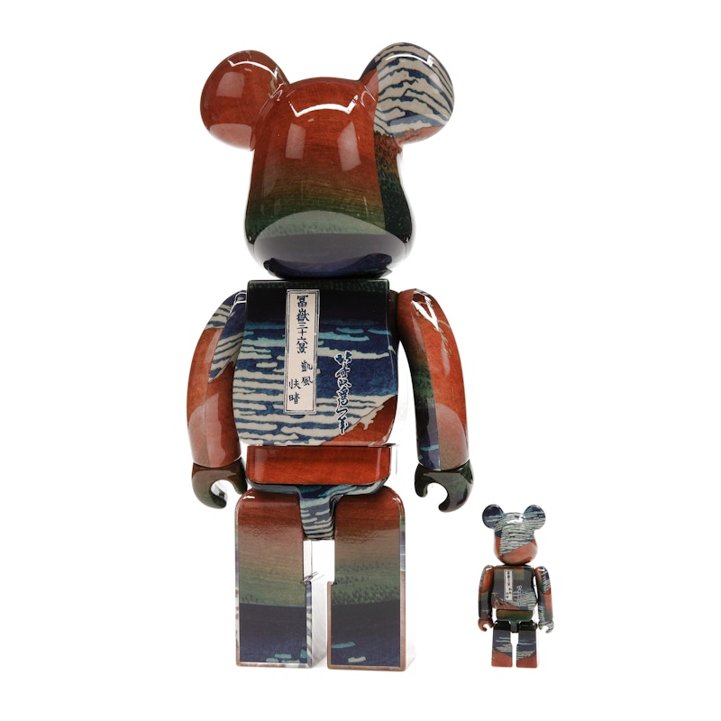 Bearbrick Katsushika Hokusai (Thirty-six Views of Tomitake, Fine Wind, Clear Morning) 100% & 400% Set