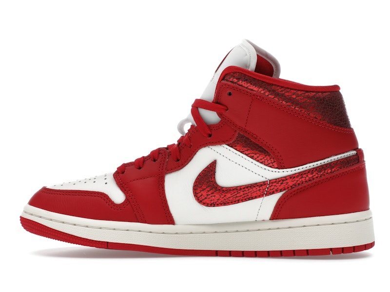 Jordan 1 Mid SE Red Cracked Leather (Women's)