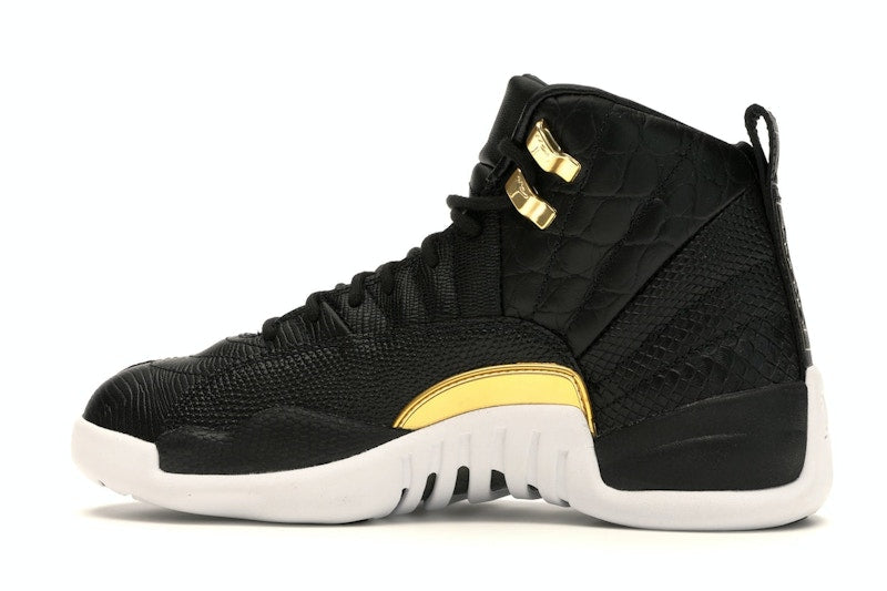 Jordan 12 Retro Black Metallic Gold White (Women's)