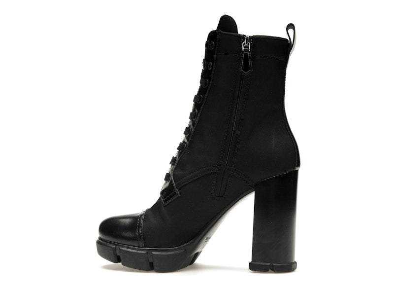 Prada 110 mm Nylon Booties Black Brushed Leather