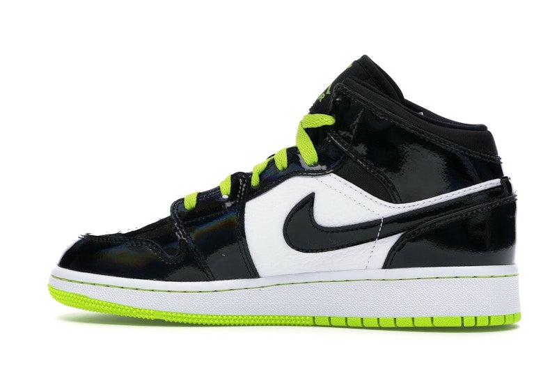 Jordan 1 Mid Black Cyber Mystic Green (GS)