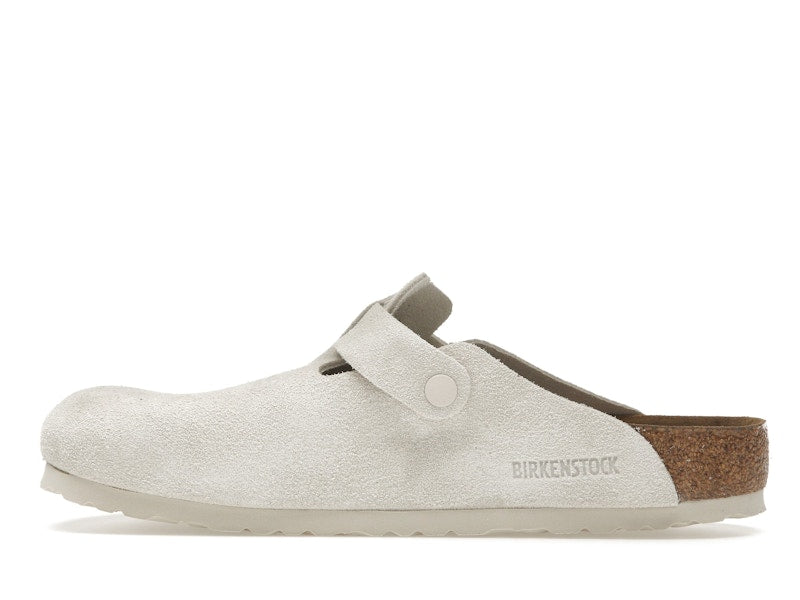 Birkenstock Boston Soft Footbed Suede Antique White