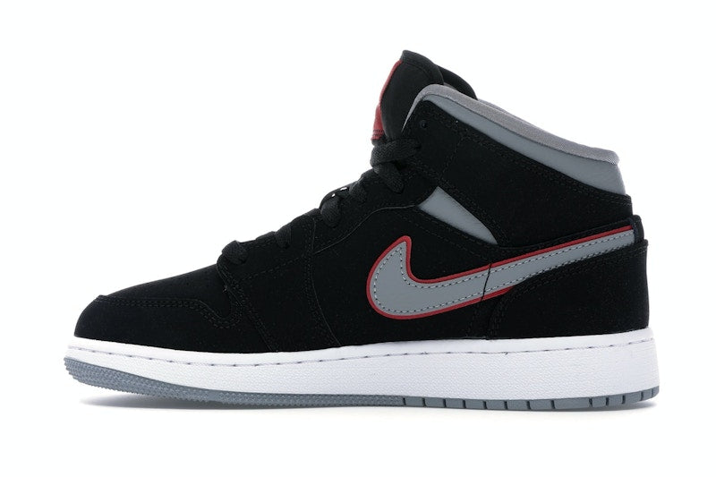 Jordan 1 Mid Black Particle Grey Gym Red (GS)