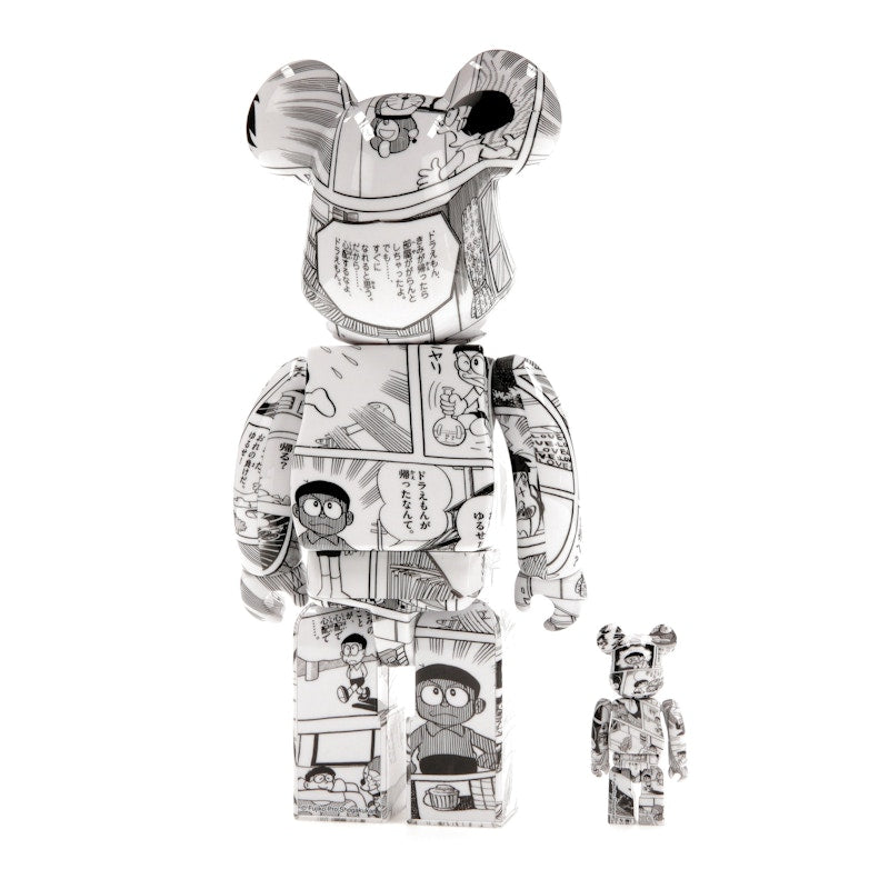 Bearbrick Doraemon (Comic Ver.) 100% & 400% Set Black & White