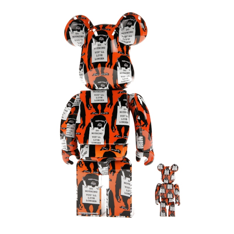 Bearbrick Monkey Sign 100% & 400% Set Orange