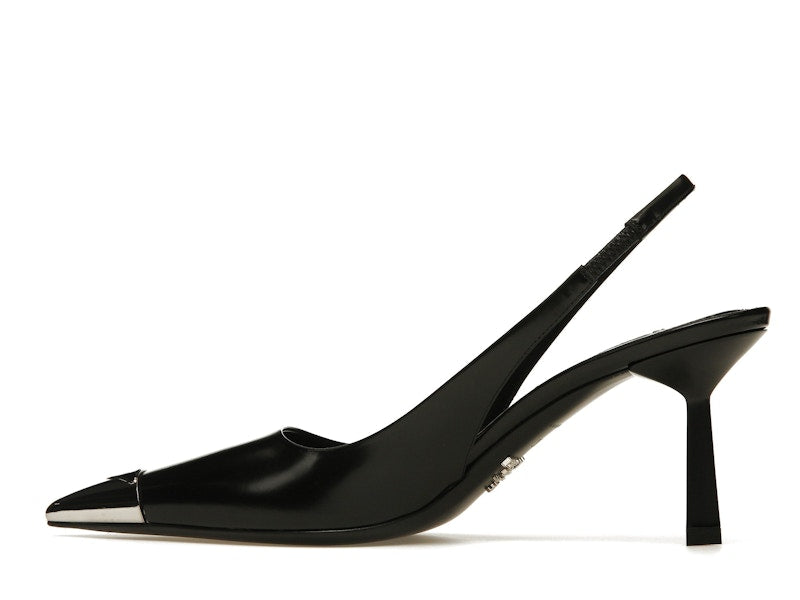 Prada 75mm Slingback Pump Black Leather