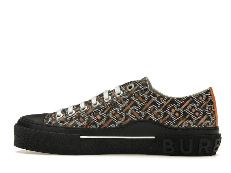 Burberry Monogram Pattern Low Top Black Orange Canvas