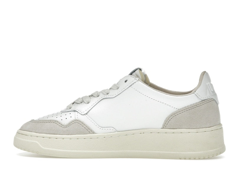 Autry Medalist Leather Low White Beige Suede (Women's)