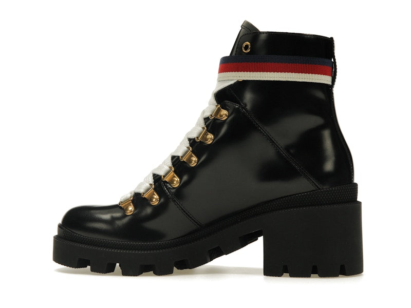 Gucci Sylvie Web 55mm Ankle Boot Black Leather