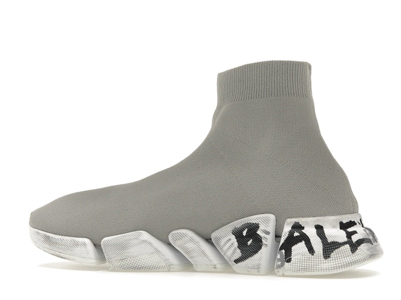 Balenciaga Speed 2.0 Graffiti Recycled Knit Grey White