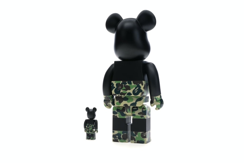 Bearbrick BAPE Mickey Mouse 100% & 400% Set Black/Green Camo