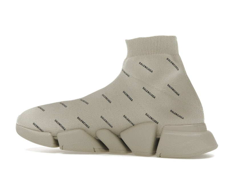 Balenciaga All Over Logo Speed 2.0 Beige