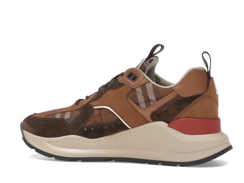 Burberry Check and Suede Sneakers Dark Birch Brown