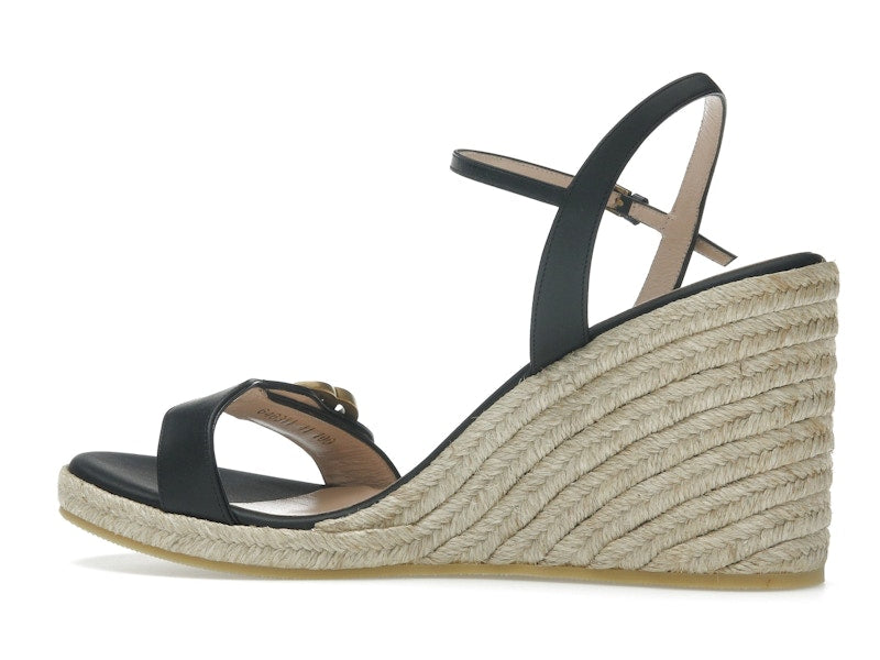 Gucci Double G 95mm Platform Espadrille Black Leather