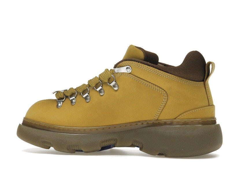Burberry Lace Up Leather Ankle Boot Mustard Yellow