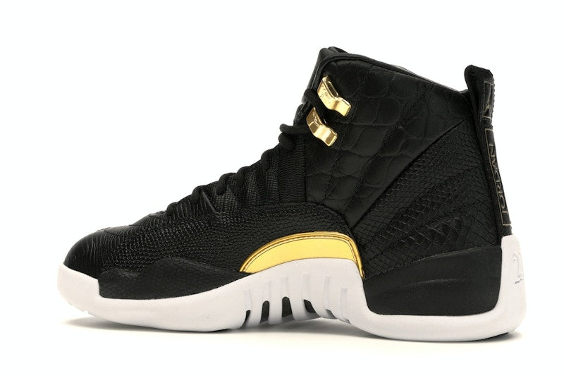 Jordan 12 Retro Black Metallic Gold White (Women's)