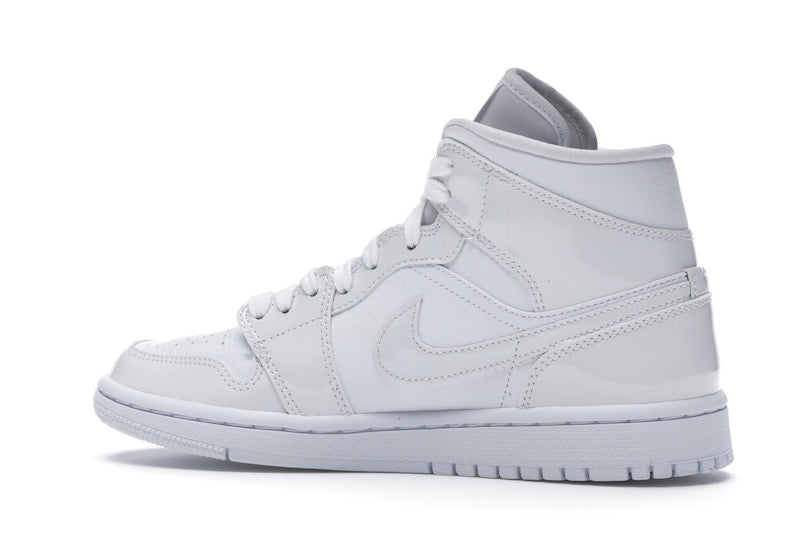 Jordan 1 Mid Triple White Patent Swoosh (Women's)