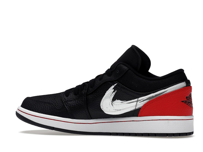 Jordan 1 Low Brushstroke Swoosh Black