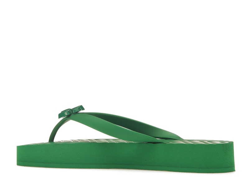 Gucci Chevron Thong Sandal Green Rubber