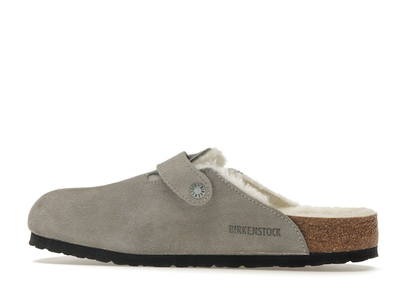 Birkenstock Boston Shearling Suede Stone Coin