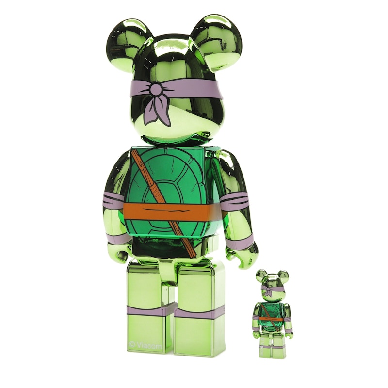 Bearbrick x Teenage Mutant Ninja Turtles Donatello 100% & 400% Set Chrome Ver.