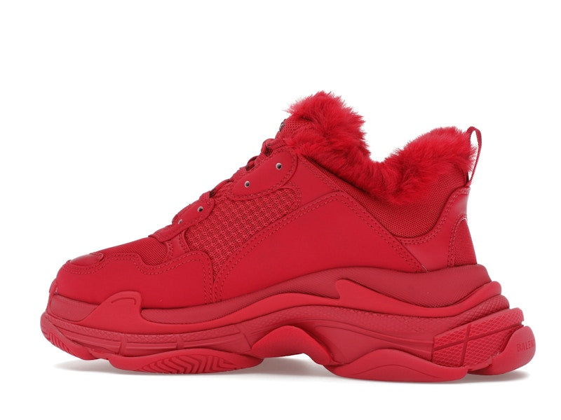 Balenciaga Triple S Faux Fur Burgundy