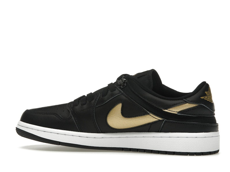 Jordan 1 Low FlyEase Black White Metallic Gold