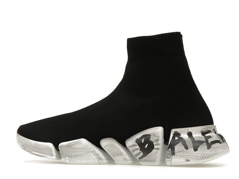 Balenciaga Speed 2.0 Graffiti Recycled Knit Black White
